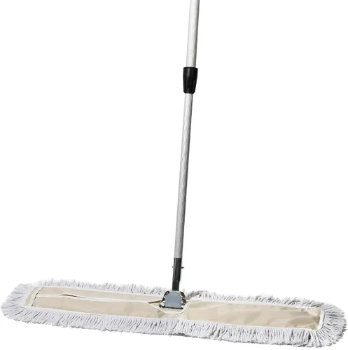 Vista 9 de Trapeador de polvo comercial – Barredora de piso de 18 pulgadas para madera dura, cabezal de trapeador de algodón reutilizable, mango extensible