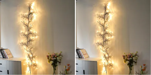Vista 8 de 96 luces LED de vid de sauce de 6 pies, decoración de pared encantada, luces de vid para decoración de pared interior del hogar, 8 modos