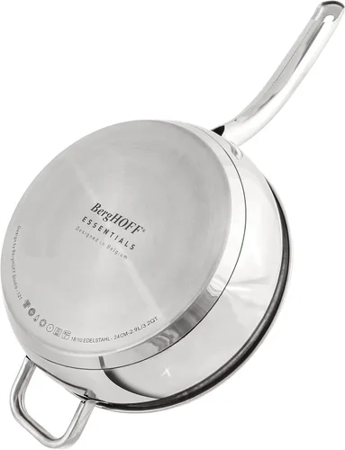 Vista 4 de BergHOFF Belly Shape - Juego de utensilios de cocina de acero inoxidable 18/10, 7 piezas, tapas de vidrio, calentamiento rápido, uniforme, placa