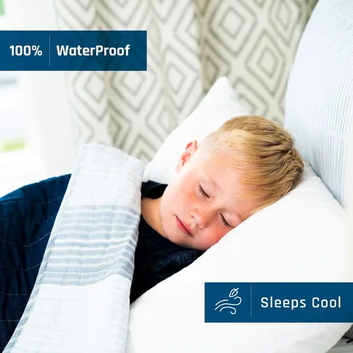 Vista 2 de Fundas de almohada antialérgicas contra la suciedad, protector irritante, funda de algodón de rizo transpirable de alta calidad, 100% impermeable