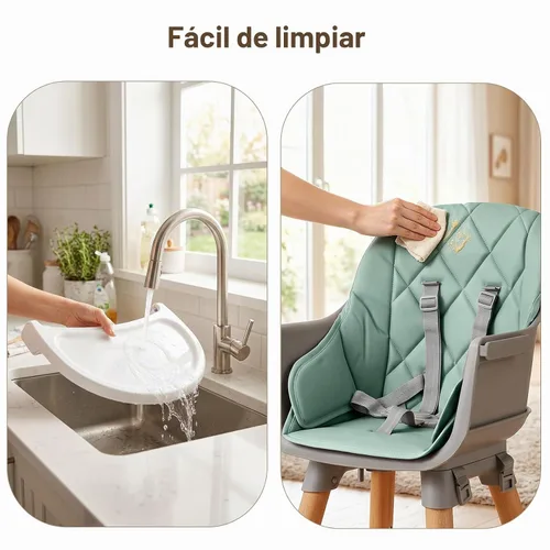 Vista 5 de Ezebaby Silla alta convertible para bebé con mesa y asiento, silla de alimentación ajustable 8 en 1, asiento elevador de comedor de múltiples etapas