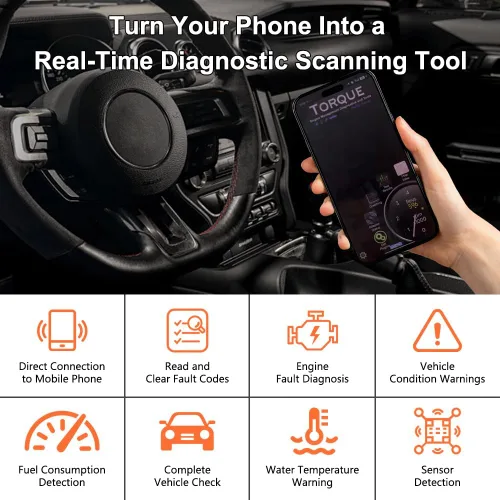 Vista 3 de ELM327 OBDII - Escáner de diagnóstico automático para coche, escáner OBD2 Bluetooth OBDII, herramienta de diagnóstico OBDII, lector de código