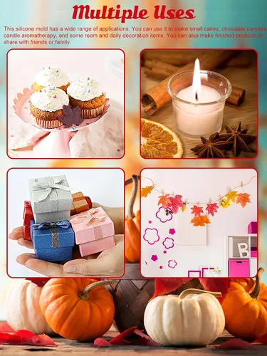 Vista 6 de 7 moldes de resina de Halloween de Acción de Gracias, moldes de silicona para fondant de calabaza de Kalolary y arce, molde epoxi de calabaza 3D