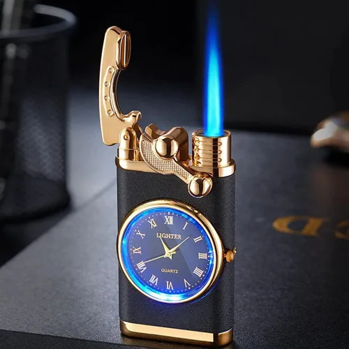 Vista 8 de Creative Dial - Encendedor inflable con brazo oscilante, 2024 con reloj eléctrico, 2 en 1, resistente al viento, portátil, ajustable, recargable
