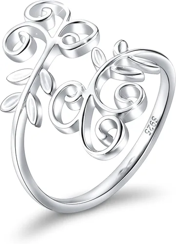 Vista 8 de DAOCHONG Anillo Abierto Ajustable Envolvente de Plata Esterlina S925 para Mujer Sencillo