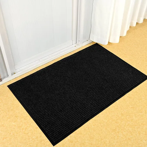 Vista 7 de fani Tapete negro resistente para entrada interior y exterior, impermeable, de perfil bajo, tapete de entrada para puerta delantera, patio, parte