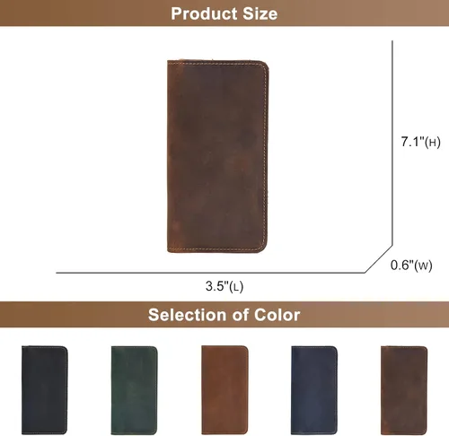 Vista 5 de Carteras plegables de cuero genuino con bloqueo RFID para hombre, con 1 tarjetero para ventana de identificación