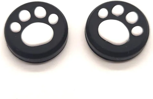 Vista 4 de Ambertown 2 x Silicone Analog Controller Thumb Stick Joystick Grips Cap for Switch NS/Switch Lite Controller ThumbStick Cute Cat Paw Claw (White)
