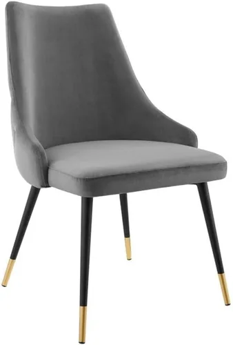 Vista 10 de Modway Adorn Silla auxiliar de comedor de terciopelo copetudo, color negro, 25 pulgadas de profundidad x 22 pulgadas de ancho x 34 pulgadas de alto