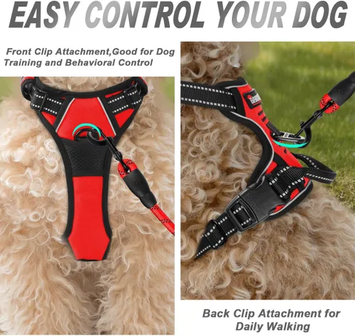 Vista 172 de BARKBAY - Arnés para perro sin tirones con clip frontal, material resistente y reflectante, asa de fácil control para pasear perros grandes