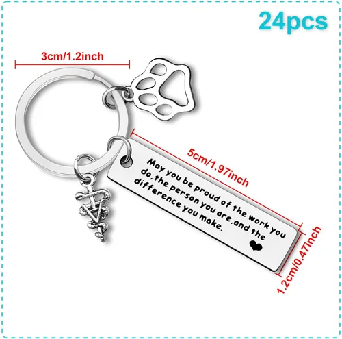 Vista 2 de Dabihu Vet Tech Keychain Veterinarian Appreciation Gifts Thank You Gifts for Veterinary Tech Coworker Animal Rescue Gifts