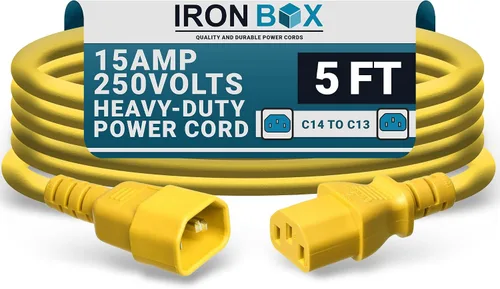 Vista 61 de IronBox Electric - Cable de Alimentación C14 a C13 de Servicio Pesado, 15A, 250V, Cable de Extensión para Computadora 14/3 AWG - Cables