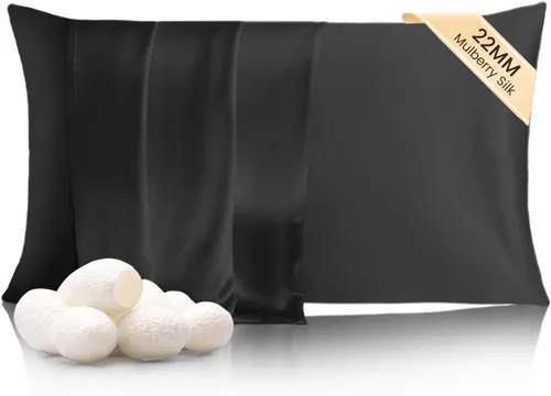Vista 8 de THXSILK Funda de almohada de seda de 22 momme de seda de morera pura con cremallera oculta, funda de almohada suave y transpirable para cabello