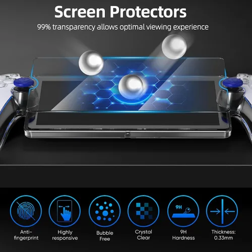 Vista 5 de Funda protectora mejorada para PlayStation Portal con protector de pantalla y joysticks, funda de policarbonato duro ultra transparente