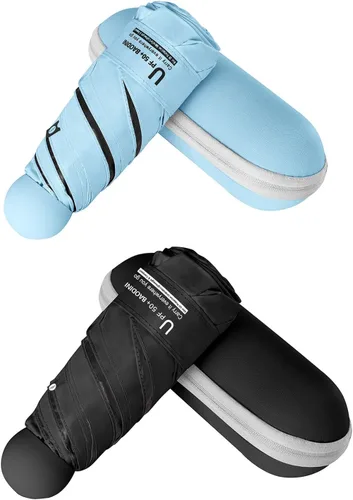 Vista 11 de BAODINI Mini paraguas de viaje con protección solar UV, tamaño compacto de 1 paquete azul oscuro