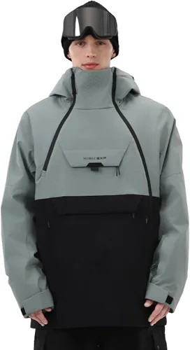 Vista 7 de Chaqueta de esquí para hombre 3L Anorak de snowboard, chamarra de nieve holgada con capucha, impermeable, cortavientos, aislante, para invierno