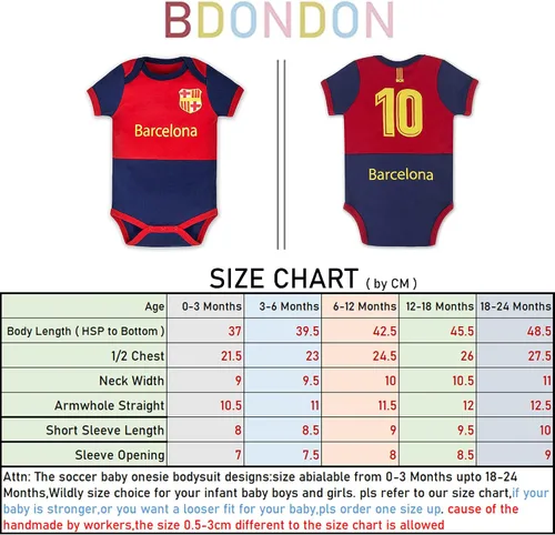 Vista 5 de BDONDON Unique Toddler Baby Soccer Jersey 0-18 Months Short Sleeve Onesies Outfit for Newborn Infant Boys and Girls