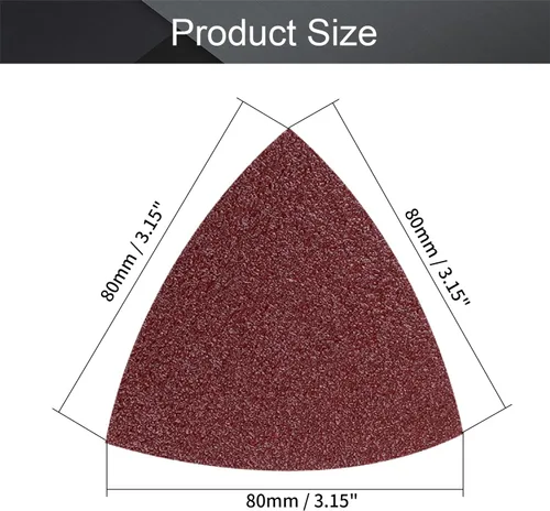 Vista 2 de Utoolmart Papel de lija para detalles, papel de lija triangular, almohadillas de lijado de gancho y bucle, multiherramienta oscilante triangular, 40