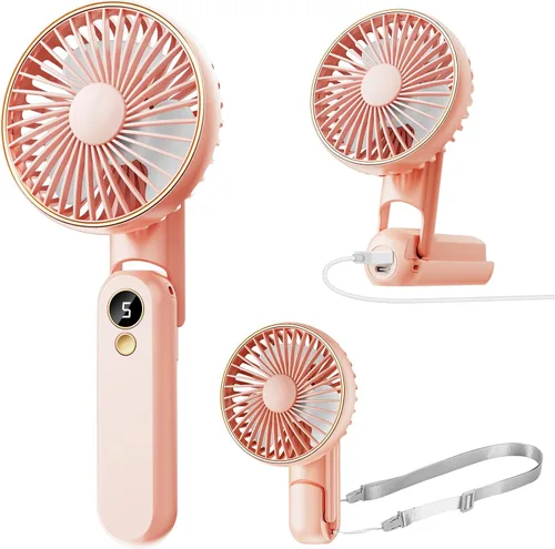 Vista 9 de Ventilador de mano portátil, [hasta 15 horas de trabajo] Ventiladores personales plegables de 180°, mini ventilador de mano recargable por USB