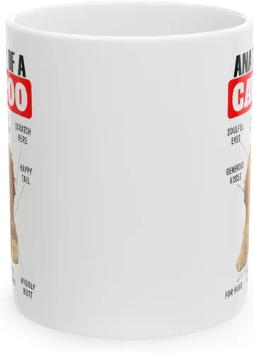 Vista 2 de Divertida taza de café de cerámica blanca de 11 oz con diseño de cachorro de Cavapoo