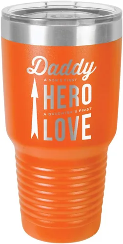 Vista 12 de DADDY SONS FIRST HERO DAUGHTERS FIRST LOVE BLACK Vaso de bebida de 30 onzas con popote y tapa superior deslizante Taza de viaje grabada con láser