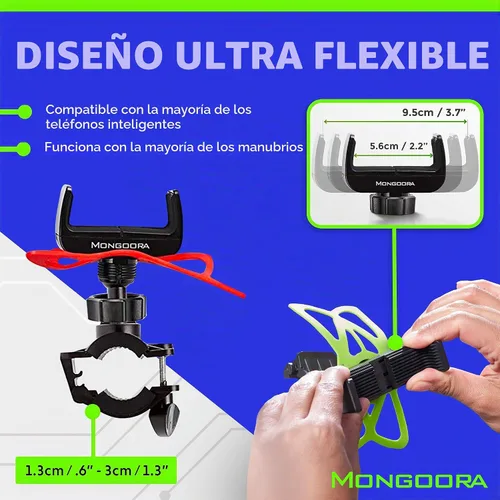 Vista 3 de Soporte para teléfono celular, para bicicleta, para todo tipo de Smartphone: iPhone 7 /7+, 6 /6+, 5s, 5, Samsung Galaxy S7 /S7 Edge, S6, S5, S4