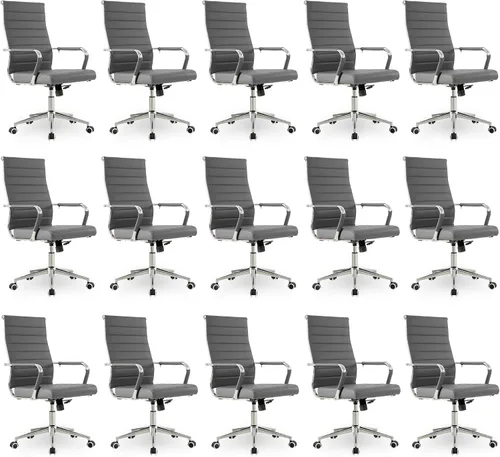 Vista 43 de Okeysen Office Desk Chair, Ergonomic Leather Modern Conference Room Chairs, Executive Ribbed Height Adjustable Swivel Rolling Chair for Home Office