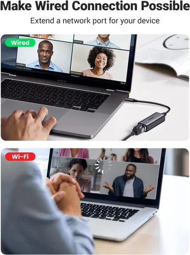 Vista 2 de UGREEN Adaptador USB C a Ethernet, 1000 Mbps, RJ45, sin controlador, compatible con Windows, MacOS, iPadOS, ChromeOS, Android, portátil, tableta