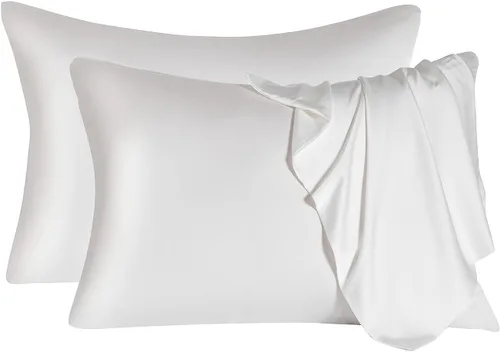 Vista 37 de Funda de almohada de seda de morera para cabello y piel - Funda de almohada de seda refrescante con cremallera oculta, de doble lado, suave