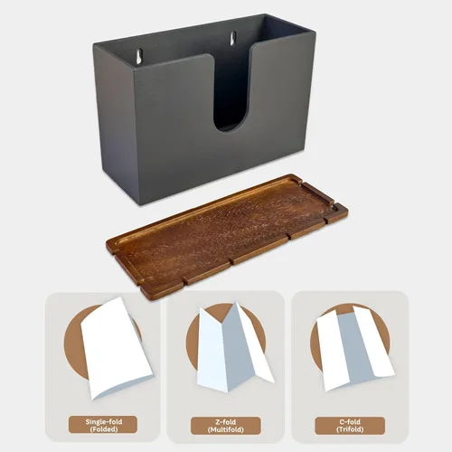 Vista 7 de eBun Soporte de toallas de papel plegadas de bambú – Dispensador de toallas de papel para montaje en pared y encimera para baño, cocina y oficina