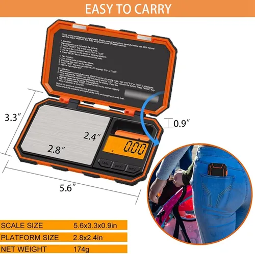 Vista 5 de Escala digital de gramos, mini báscula electrónica de bolsillo de 7.05 oz/0.00 oz Small scale with 6 Units,Jewelry Scale with LCD Display,Tare