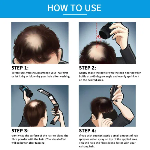 Vista 7 de ELAIMEI Fibras de cabello negro para cabello fino, fórmula natural, polvo sin perfume, negro, unisex, adultos, hombres y mujeres