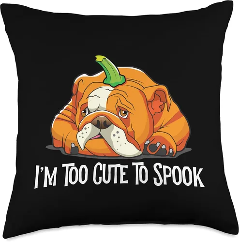 Vista 5 de Funny English Bulldogs English Bulldog - Almohada de Halloween con diseño de calabaza espeluznante para perrito, 16 x 16 pulgadas, multicolor