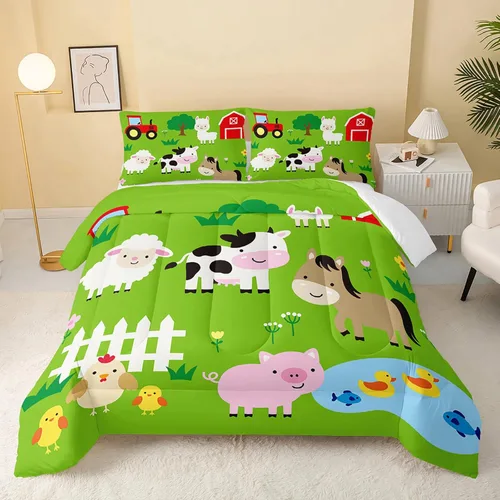 Vista 23 de QOOMO Edredón floral de gato tamaño Twin, juego de ropa de cama de gato rosa para niños, adolescentes y niñas, juego de ropa de cama de 3 piezas