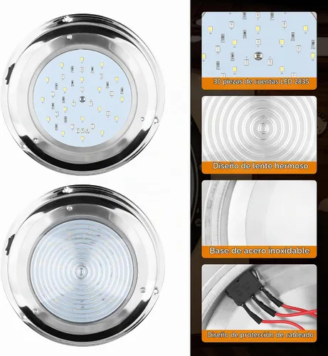 Vista 7 de RVZONE Luz de cúpula de barco marino de 12 V LED luces marinas interior con interruptor de palanca 7 "LED Iluminación de cabina de barco con montaje