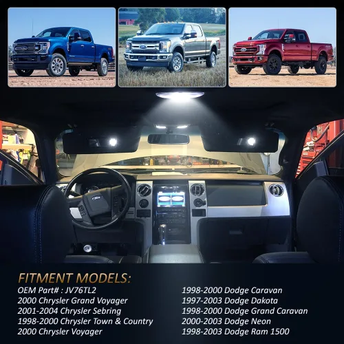 Vista 4 de D-Lumina Cubierta de Luz de Cúpula Interior del Techo Lente Transparente Aérea con PCB LED Blanco para Dodge Ram 1500 Dakota Neon Caravan Chrysler