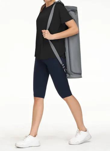 Vista 6 de Tmustobe Camisetas de entrenamiento ligeras de manga corta para mujer, para yoga, gimnasio, cuello redondo, camisetas casuales atléticas para correr