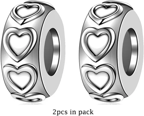 Vista 3 de GW 2 abalorios espaciadores de plata de ley encantos de seguridad para pulseras DIY