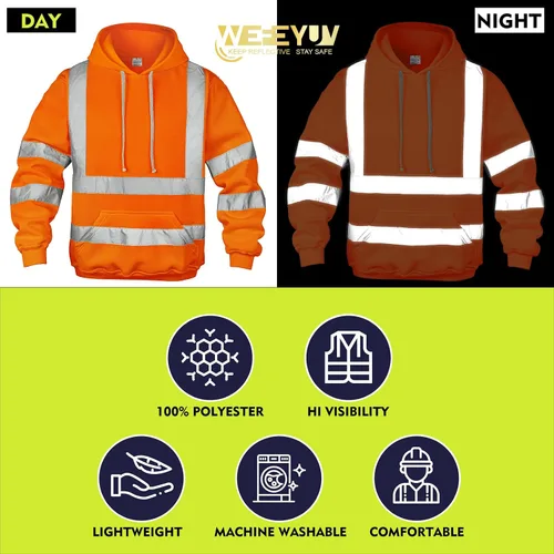 Vista 3 de wefeyuv Hi Vis - Sudaderas de visibilidad reflectante de color liso para hombre