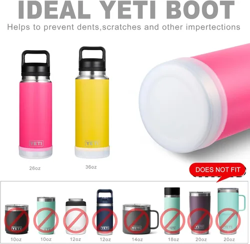 Vista 4 de Funda protectora de silicona para el fondo de la bota, compatible con botellas YETI Rambler de 36 oz, protector de parachoques con cancelación