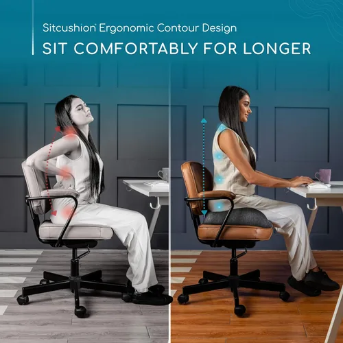 Vista 3 de SitCushion Cojín ergonómico de asiento para aliviar el dolor de ciática y coxis – Cojín extragrande de espuma viscoelástica para silla de oficina