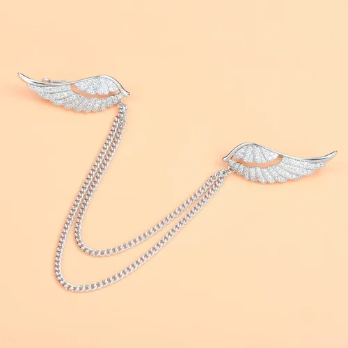 Vista 4 de Joyería vintage de ángel de la guarda de cristal dorado, alas de ángel voladoras, broche de boda, ramo de solapa, joyería para mujer novia