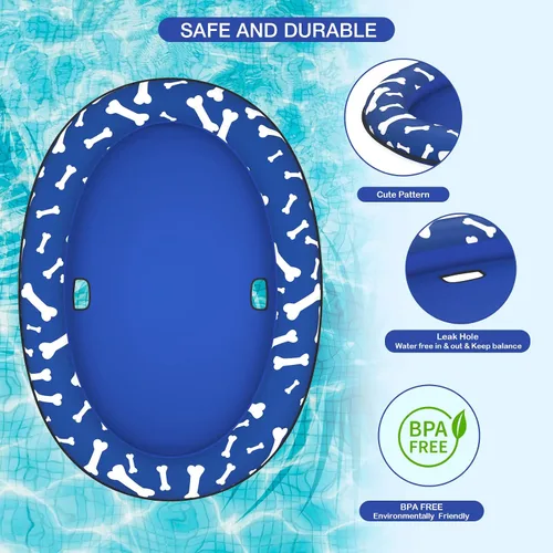 Vista 2 de Pet Soft Balsa flotante para perros – Flotador inflable de natación para perros para el verano (hueso azul)