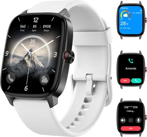 Vista 11 de Relojes inteligentes para mujeres y hombres con llamada Bluetooth y voz IA, rastreador de fitness HD de 1.85" con monitor de frecuencia cardíaca