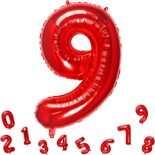 Vista 8 de Globos rojos de 32 pulgadas con el número 3 de aluminio, suministros de decoración de fiesta de cumpleaños (globo rojo del número 3)