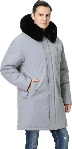Vista 2 de Abrigo de invierno impermeable para hombre, cálido y largo, parka, resistente al viento y al agua, con capucha