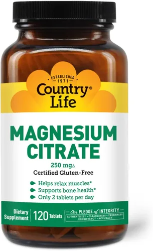 Vista 6 de Country Life Citrato de magnesio 250 mg - 120 tabletas - Apoya la función muscular y nerviosa, ritmo cardíaco, sistema inmunológico saludable