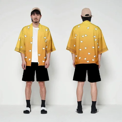 Vista 3 de YEOU Chaqueta kimono, estilo kimetsu no Yaiba y chaqueta frontal abierta para niño