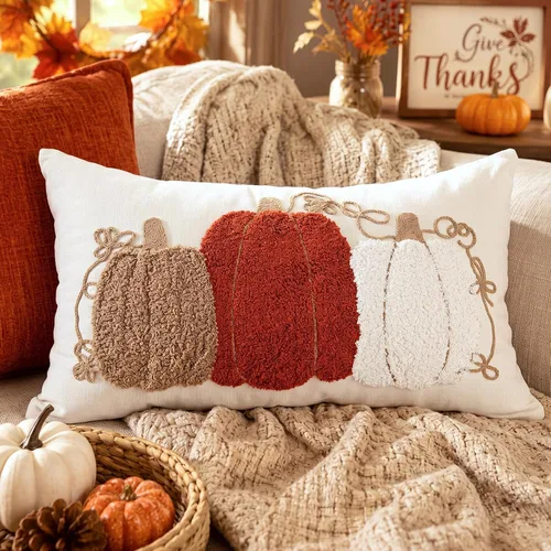 Vista 19 de Boao Merry & Bright - Fundas de almohada lumbar de 12 x 24 pulgadas Rojo Blanco