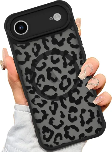 Vista 14 de AIGOMARA - Carcasa magnética para iPhone 11, diseño de leopardo negro